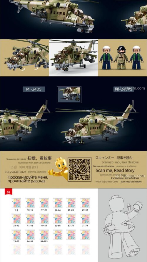 Mô hình Trực Thăng MI-24S Sluban M38-B1137 hướng dẫn Sluban M38 B1137 Trực Thăng MI-24S