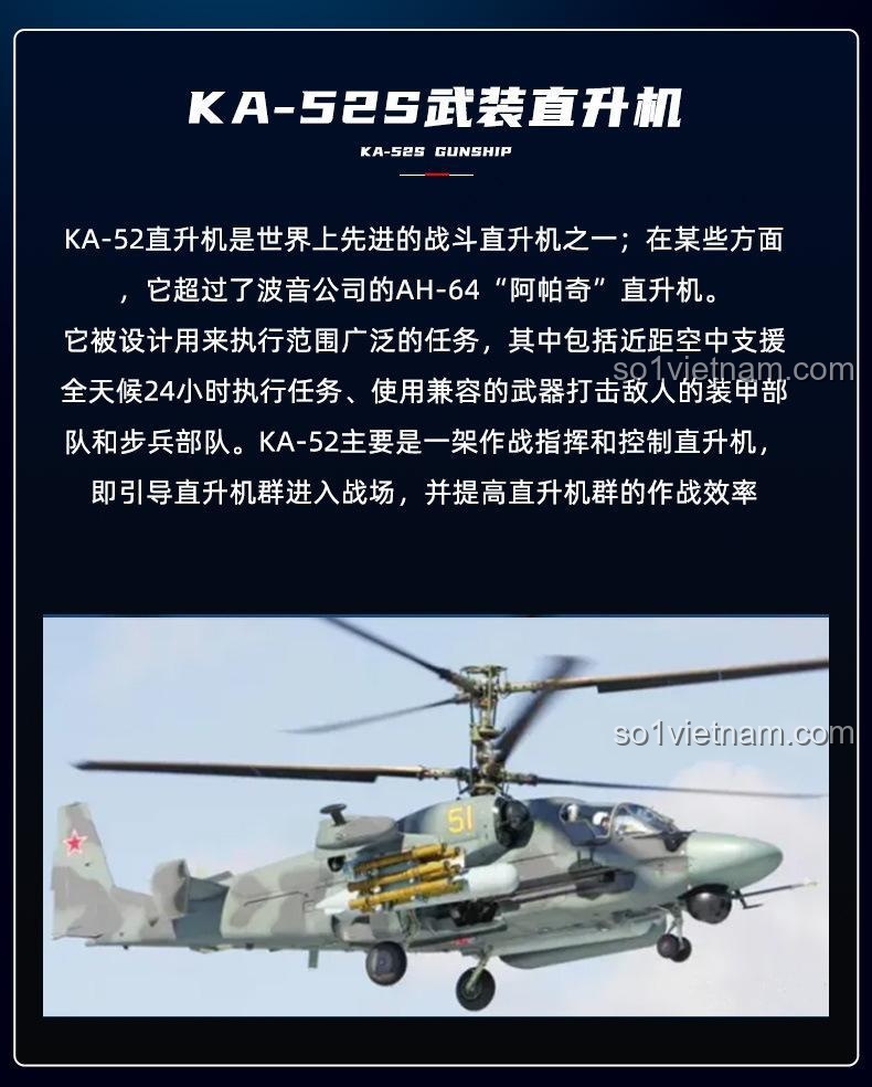 Giới thiệu về trực thăng chiến đấu KA-52S, bộ lắp ghép Sluban M38B1138, đồ chơi quân sự cho bé trai 8 tuổi, chất lượng cao.
