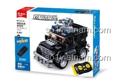 Hộp sản phẩm Xe Đặc Nhiệm Hổ Vồ Sluban M38-B1156, bộ lắp ghép xe cảnh sát điều khiển từ xa cho bé 8 tuổi