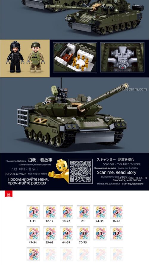 Hướng Dẫn Lắp Ráp Sluban M38-B1178 Mô Hình Xe Tăng Quân Sự T-80BVMS Sách Hướng Dẫn Sluban 1178 Mô Hình Xe Tăng Quân Sự