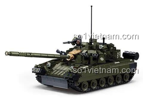 Xe tăng chiến đấu chủ lực T-80BVMS Sluban M38-B1178 màu xanh lá, tỉ lệ 1:35, có 798 mảnh, 2 minifigures, phù hợp cho bé trai 10 tuổi
