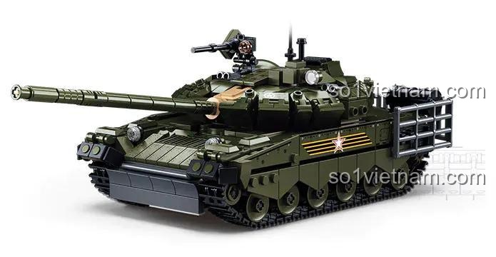Xe tăng chiến đấu chủ lực T-80BVMS Sluban M38-B1178 màu xanh lá, tỉ lệ 1:35, có 798 mảnh, 2 minifigures, phù hợp cho bé trai 10 tuổi