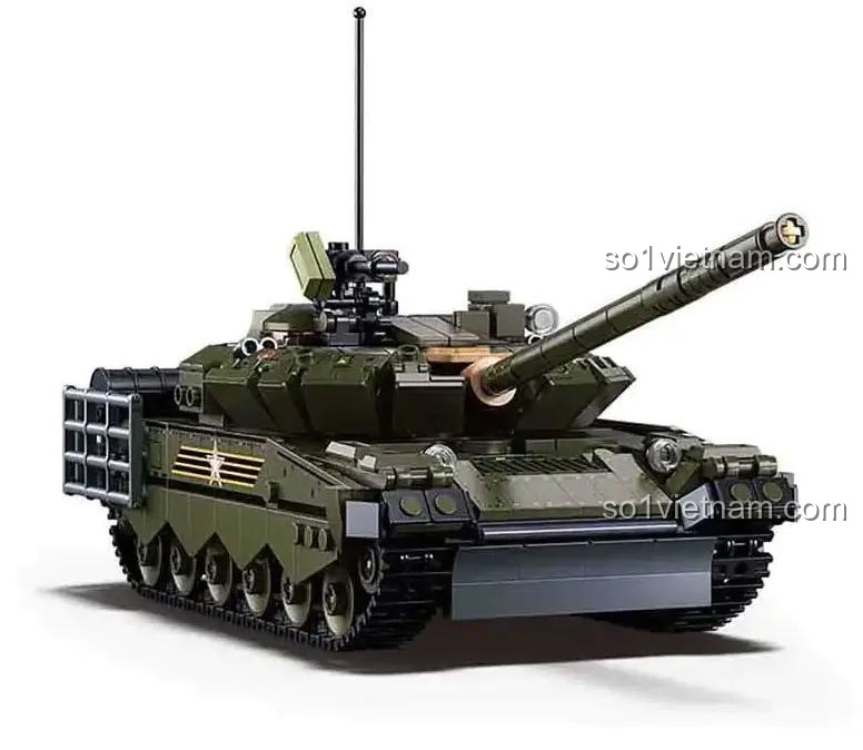 Xe tăng chiến đấu chủ lực T-80BVMS Sluban M38-B1178 màu xanh lá, tỉ lệ 1:35, có 798 mảnh, 2 minifigures, phù hợp cho bé trai 10 tuổi