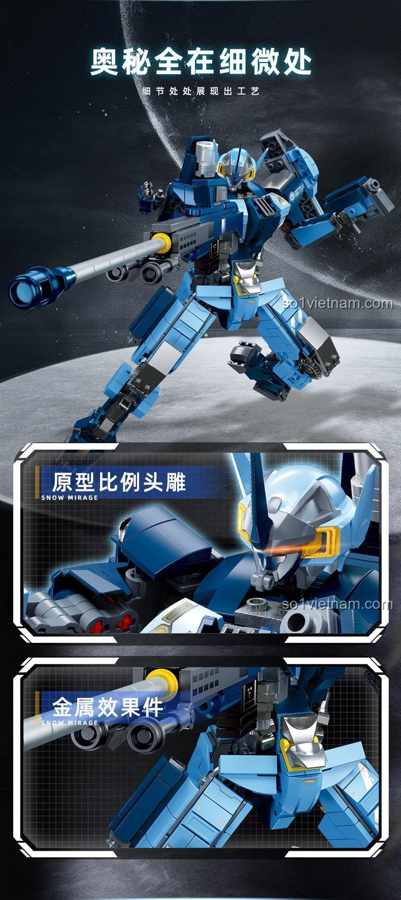 Vũ khí đi kèm bộ lắp ghép Robot Cơ Động Snow Mirage Sluban M38-B1185: súng bắn tỉa và súng lục, tăng cường trải nghiệm chơi.