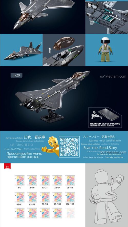 J-20 Tiêm Kích Tàng Hình Sơn Kim Loại Sluban M38-B1187, J-20 Tiêm Kích Tàng Hình, Máy bay chiến đấu J-20 Sluban M38-B1187, sách lắp ghép Sluban M38-B1187 J-20 Tiêm Kích Tàng Hình Sơn Kim Loại