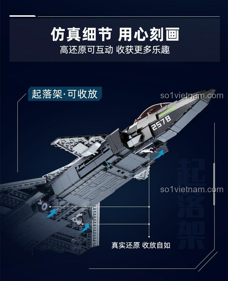 Tính năng bánh đáp có thể thu gọn của bộ lắp ghép Sluban M38-B1187 J-20 Tiêm Kích Tàng Hình, mô phỏng chân thực, đáng tiền