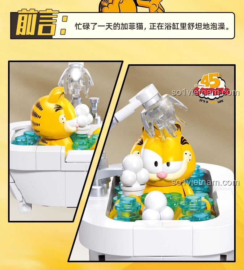 Chi tiết mẫu C: Bồn tắm Garfield từ bộ lắp ghép Sluban M38-B1221