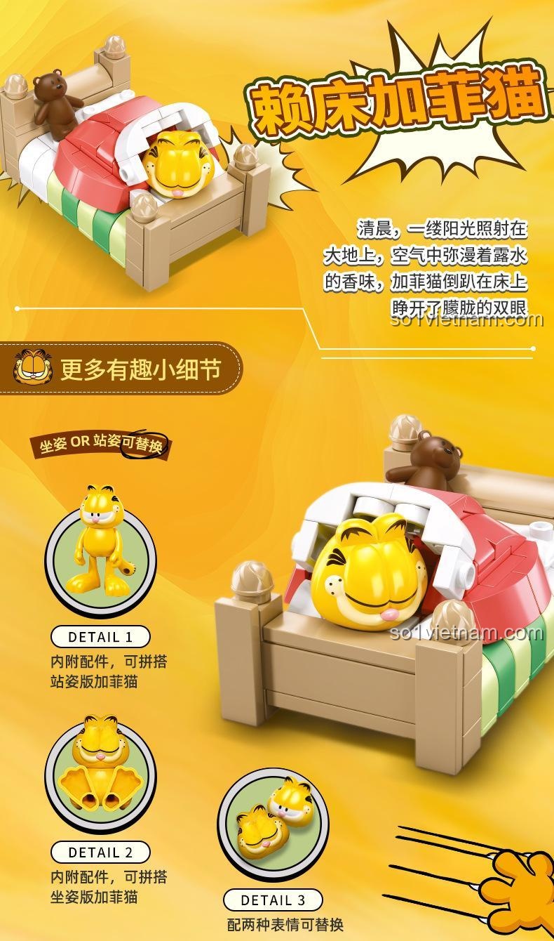 Chi tiết mẫu F: Sofa Garfield từ bộ lắp ghép Sluban M38-B1221