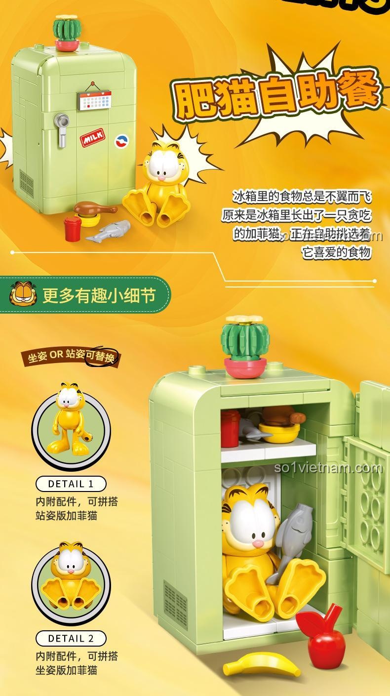 Mẫu D: Bắp rang bơ Garfield từ bộ lắp ghép Sluban M38-B1221