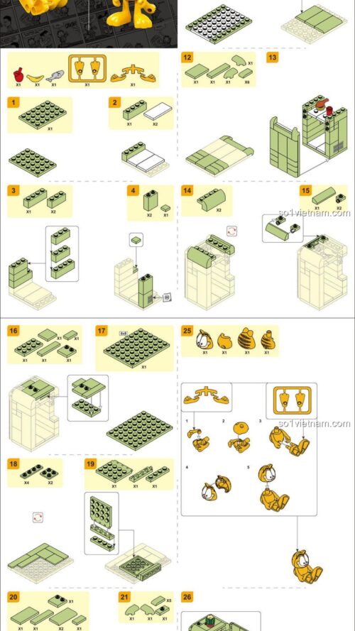 Mô hình Garfield Sluban M38-B1221 hướng dẫn Sluban B1221 Bộ lắp ghép Garfield