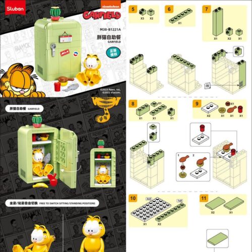 Bộ Lắp Ghép Garfield 6 Mẫu Sluban M38-B1221 sách hướng dẫn Sluban 1221 Bộ lắp ghép Garfield