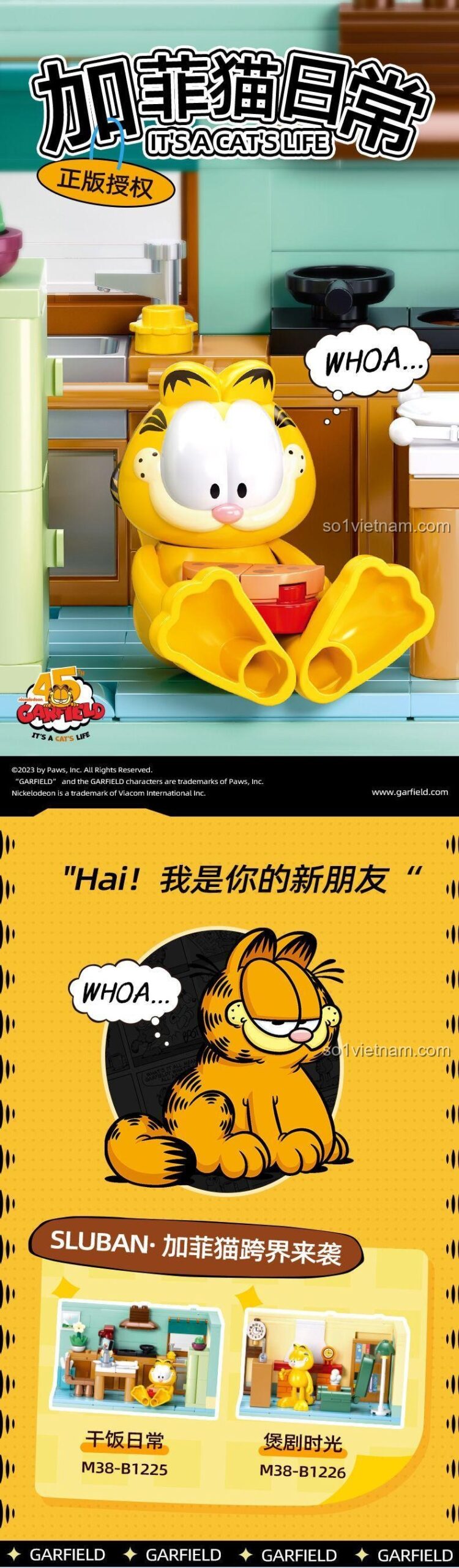 Mô hình và hộp sản phẩm Sluban M38-B1226 Garfield