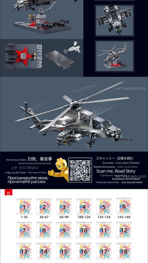 Hướng dẫn lắp ghép Sluban M38-B1233 Trực thăng Tấn công WZ-10S, Trực thăng tấn công WZ-10S, Trực thăng quân sự WZ-10S, Mô hình trực thăng WZ-10S, WZ-10S, hướng dẫn lắp ghép Sluban M38-B1233