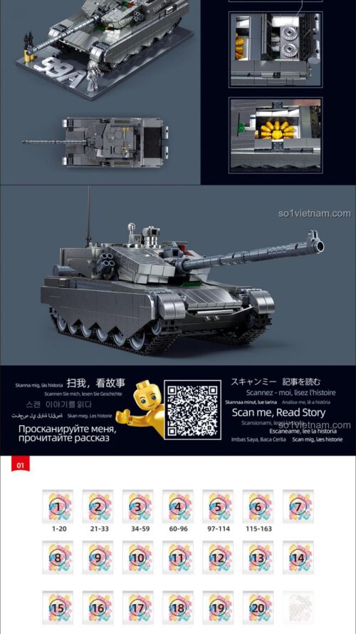 Hướng Dẫn Lắp Ghép Sluban M38 B1234 Mô Hình Xe Tăng ZTZ-99AS Xe tăng ZTZ-99AS phiên bản kim loại Sluban