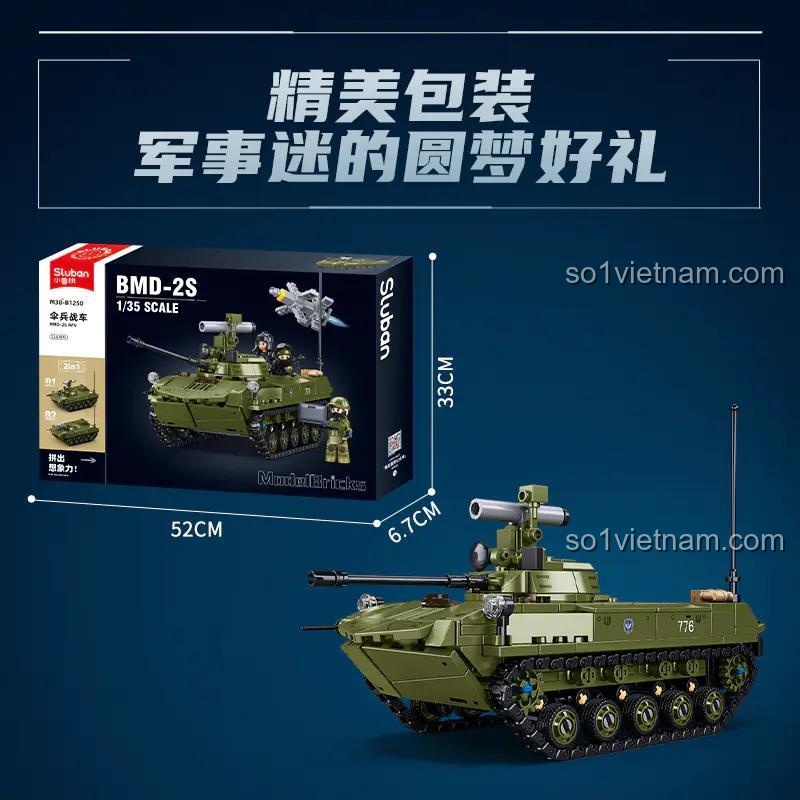 Xe Tăng BMD-2S AFV Sluban M38-B1250, bánh xích chuyển động, bộ đồ chơi quân sự, 530 mảnh ghép