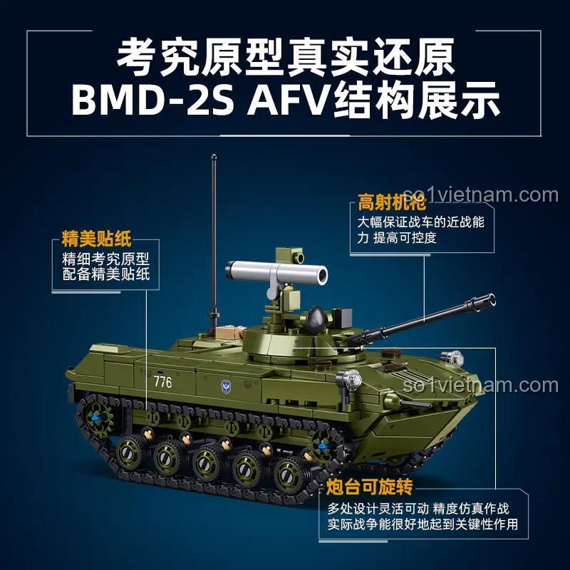 Xe Tăng BMD-2S AFV Sluban M38-B1250, chi tiết cấu tạo xe tăng, bộ đồ chơi quân sự, 530 mảnh ghép