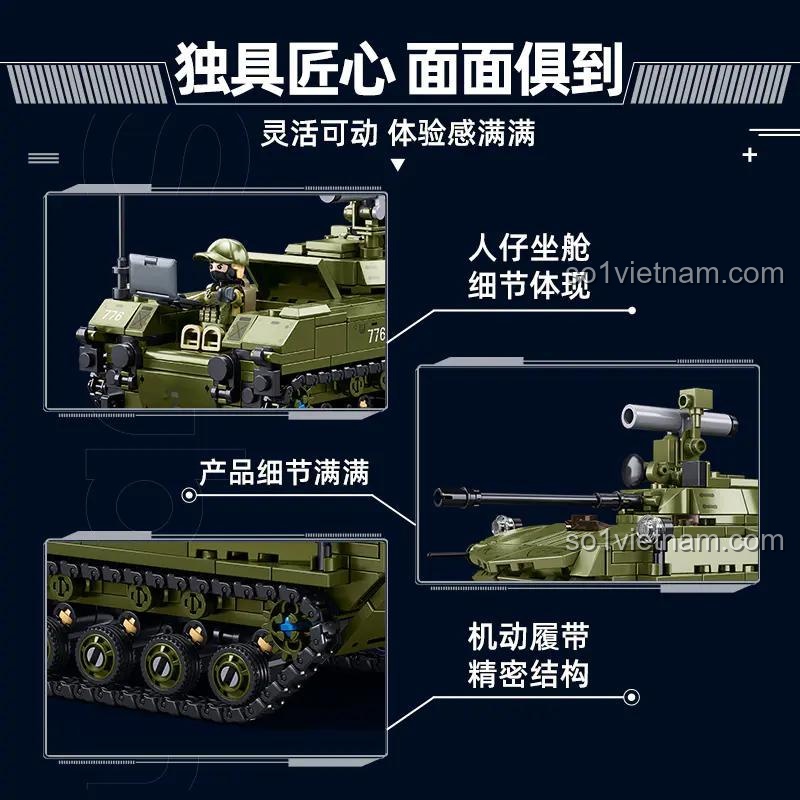 Xe Tăng BMD-2S AFV Sluban M38-B1250, thiết kế tháp pháo xoay, bộ đồ chơi quân sự, 530 mảnh ghép