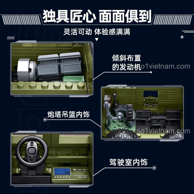 Xe BTR-80AS IFV Bánh Lái Sluban M38-B1251, tháp pháo xoay, súng máy, tỉ lệ 1:35, bộ đồ chơi quân sự cho bé trai 6 tuổi