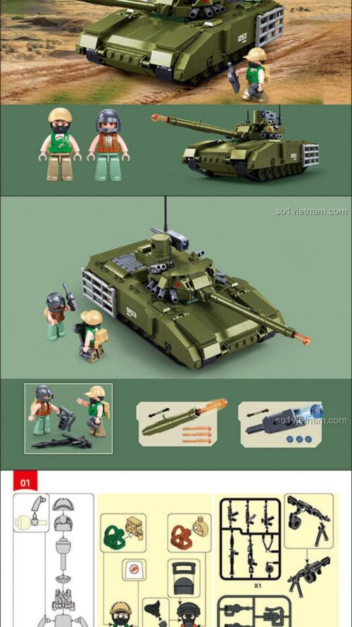 Hướng Dẫn Lắp Ráp Xe tăng T-14S Armata Sluban M38-B1253 - Hướng dẫn Sluban M38-B1253 Cỗ máy chiến tranh T-14S Armata