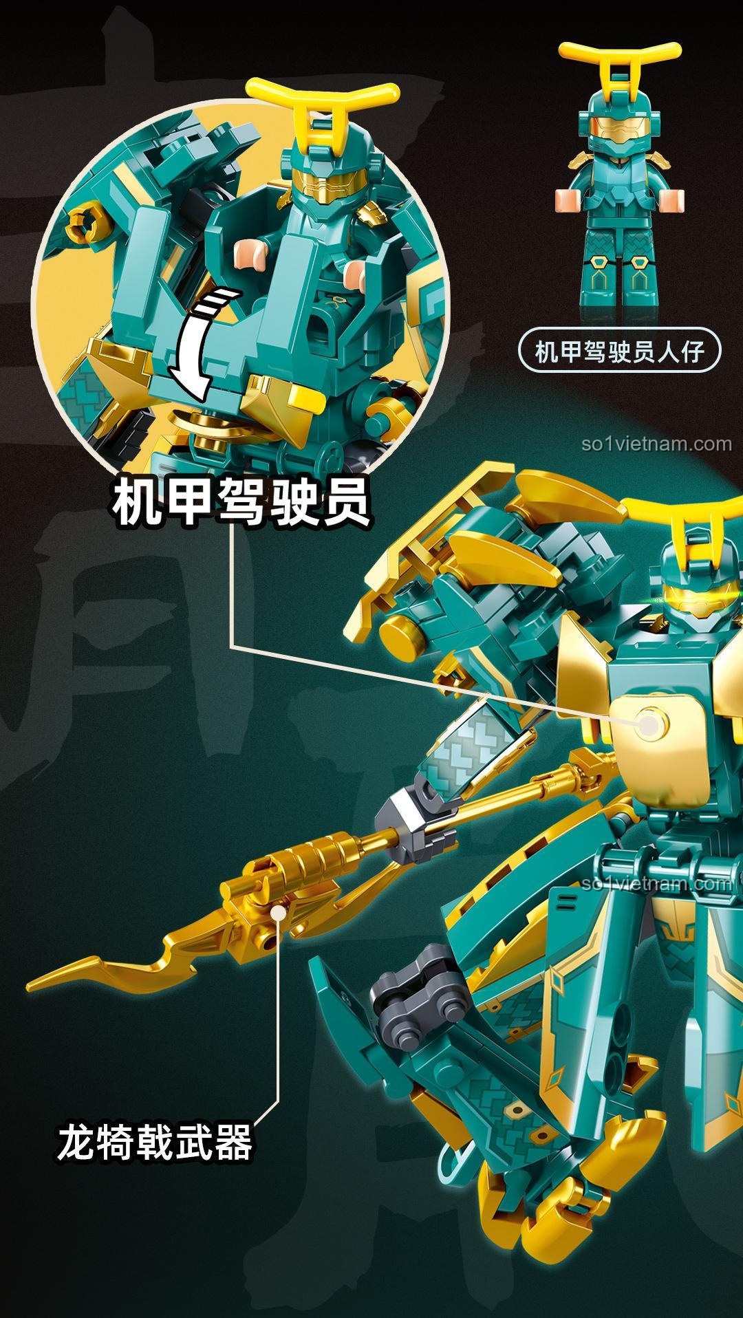 Robot điều khiển có người lái Sluban M38-B1275, buồng lái có thể chứa minifigure, tăng cường trải nghiệm chơi.