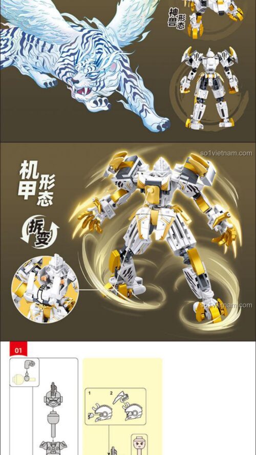 Bạch Hổ Sluban M38-B1276 Hướng dẫn lắp ghép Sluban M38B1276 Cơ Giáp Bạch Hổ