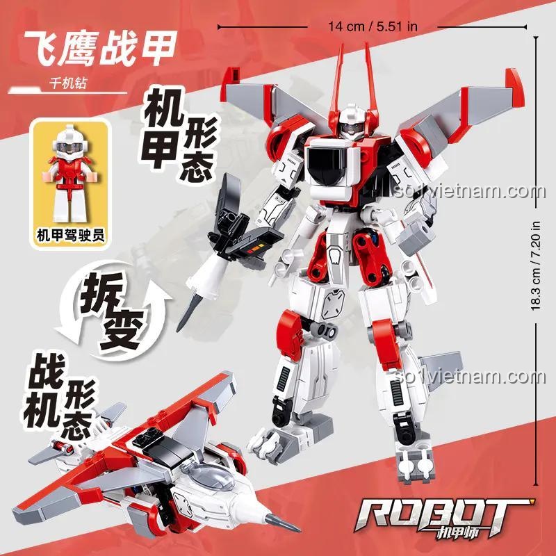 Mô hình robot và máy bay Sluban M38-B1281 Cơ Giáp Sư: Phi Ưng Chiến Giáp, có kích thước 18.3cm, 234 mảnh ghép, chất lượng cao, giá tốt