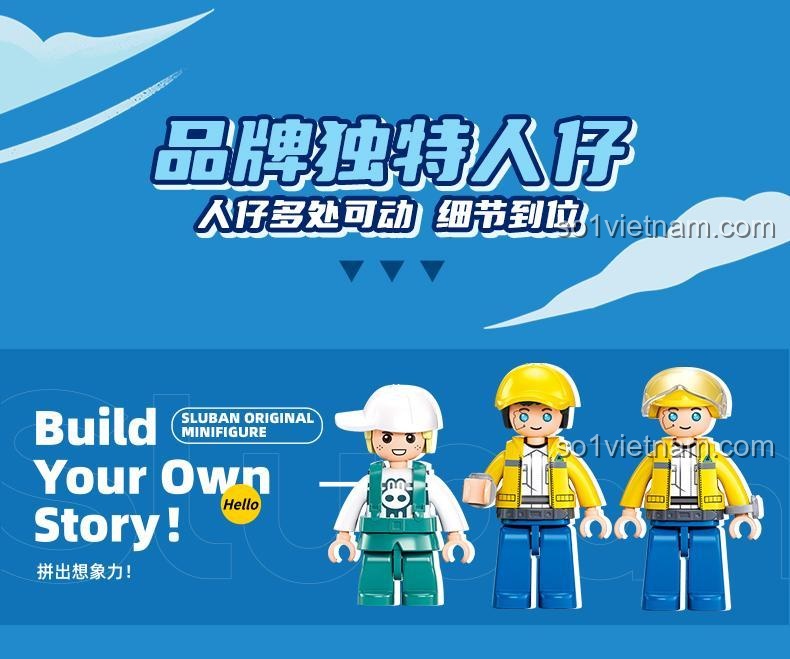 Minifigure độc đáo của bộ lắp ghép Sluban M38-B1290 Hệ thống chuyển phát nhanh nội thành Phù Mộng Thành, đồ chơi lắp ráp cho bé 6 tuổi, chất lượng tốt.