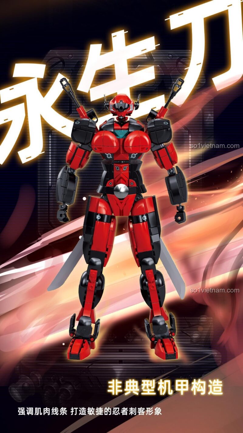 Thông tin chi tiết bộ lắp ráp Robot phong cách Deadpool Sluban B1297, gồm 554 mảnh ghép chất lượng cao.