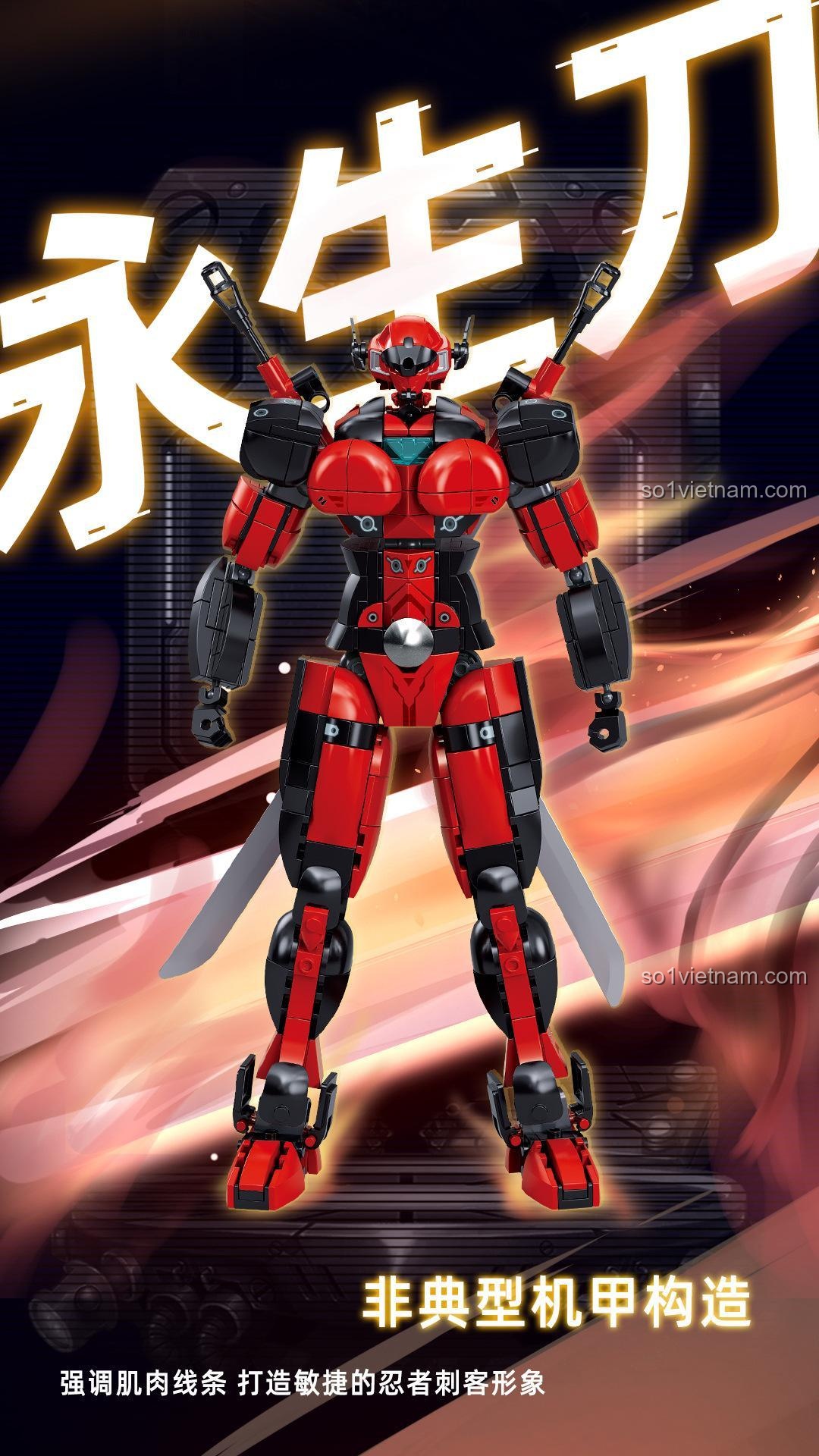 Thông tin chi tiết bộ lắp ráp Robot phong cách Deadpool Sluban B1297, gồm 554 mảnh ghép chất lượng cao.