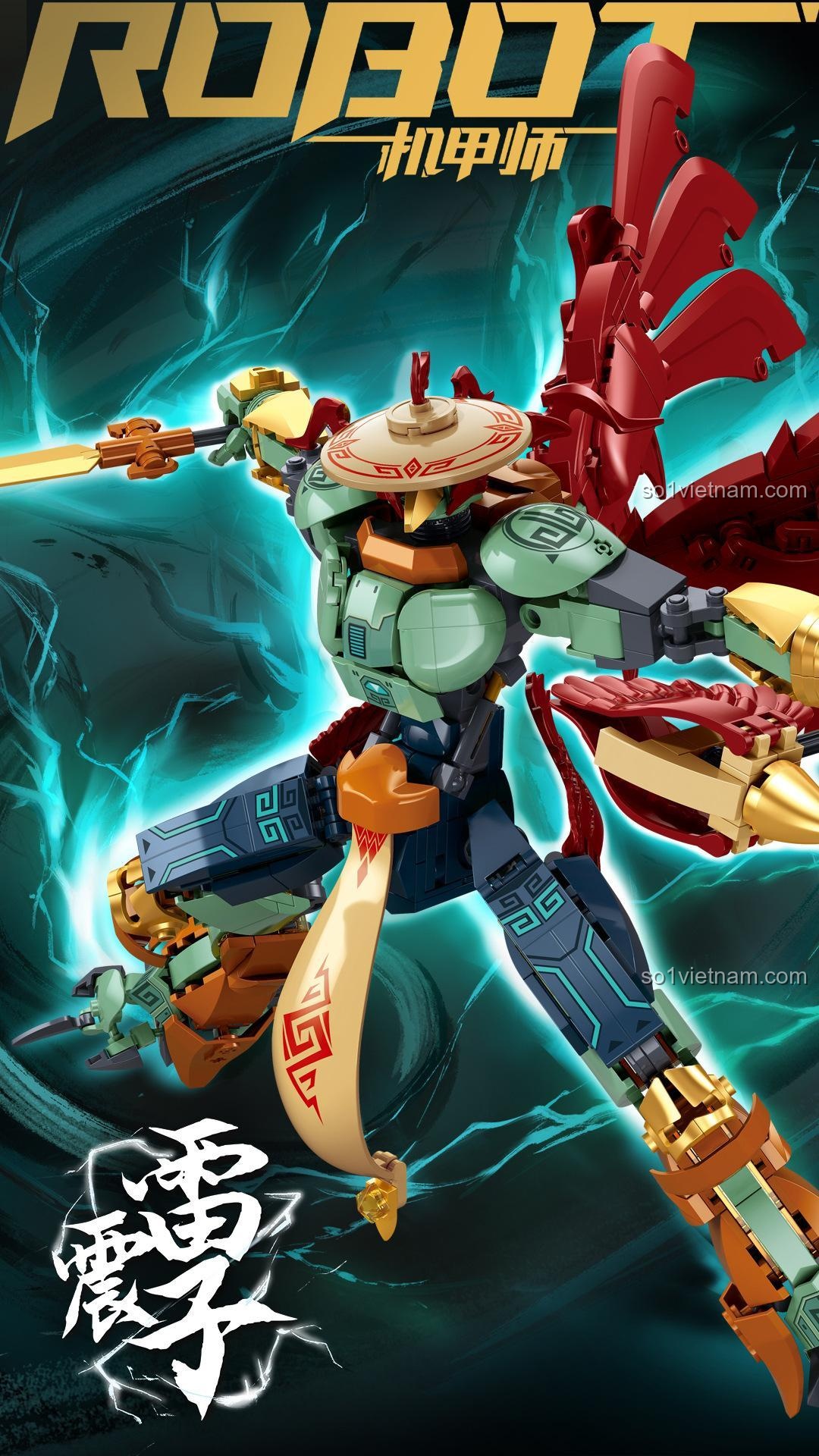 Chi tiết mô hình Cơ Giáp Sư Lôi Chấn Tử Sluban M38-B1305, bộ lắp ghép robot biến hình, đồ chơi xây dựng cho bé trai 14 tuổi