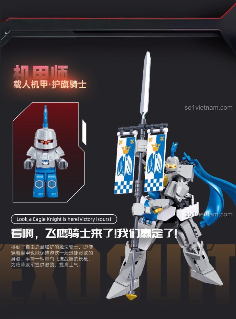 Đồ chơi lắp ráp Robot chiến đấu cầm cờ Sluban 1310, món quà sáng tạo cho trẻ.