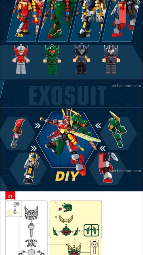 Quan Vũ Vân Trường Sluban M38-B1319 Hướng dẫn lắp ghép Sluban M38-B1319 Mecha Quan Vũ