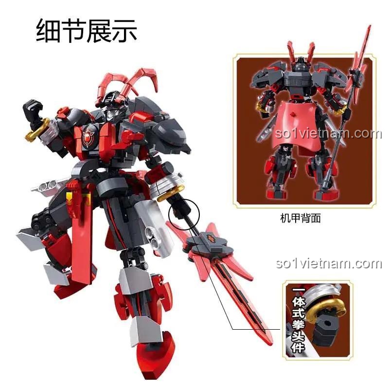 robot Mecha Lữ Bố B1321, chi tiết khớp nối linh hoạt của robot Lữ Bố, đồ chơi mô hình chất lượng cao cho con trai