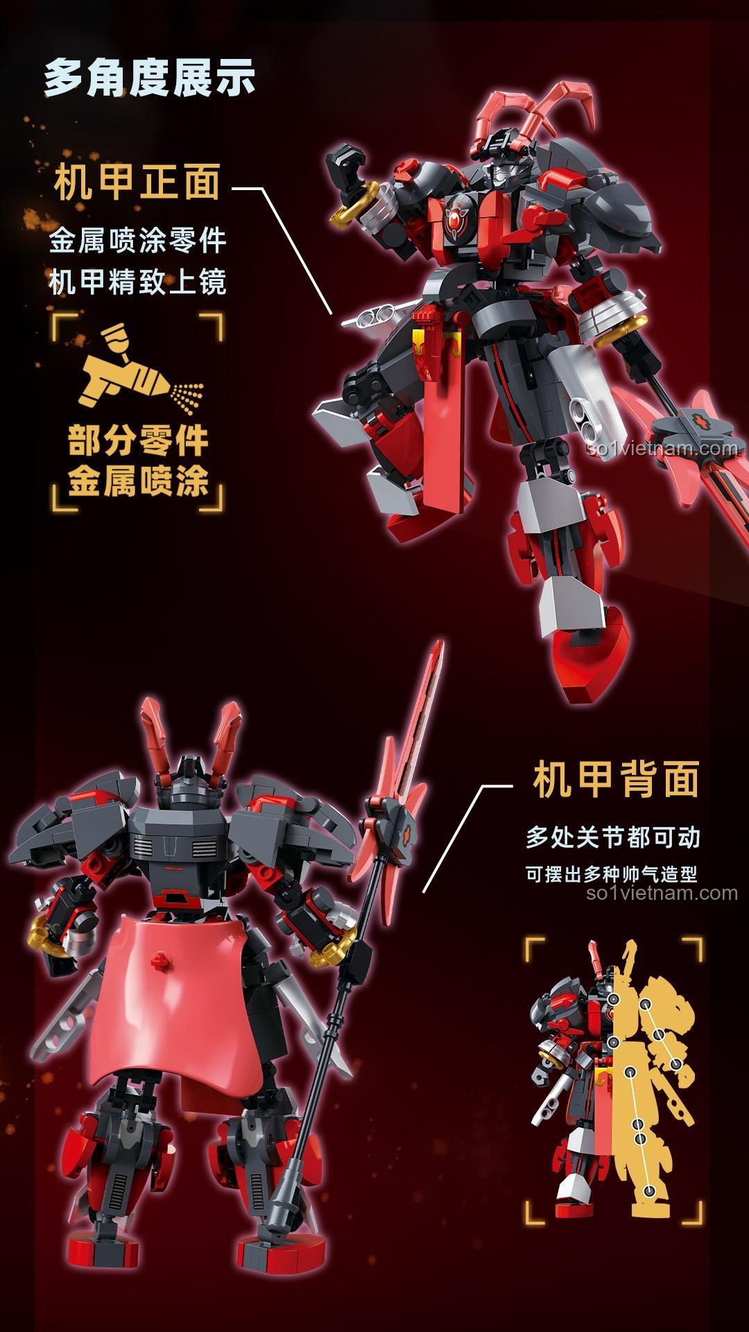 Robot Lữ Bố M38B1321 Sluban, nhiều khớp nối linh hoạt và chi tiết sơn kim loại, đồ chơi mô hình chất lượng cao cho bé trai