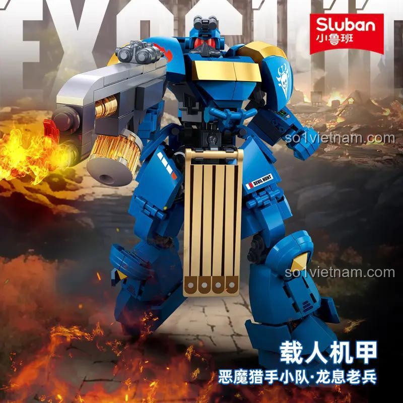 Mô hình Robot Rồng Lửa Lão Luyện Sluban M38-B1326 trong tư thế chiến đấu