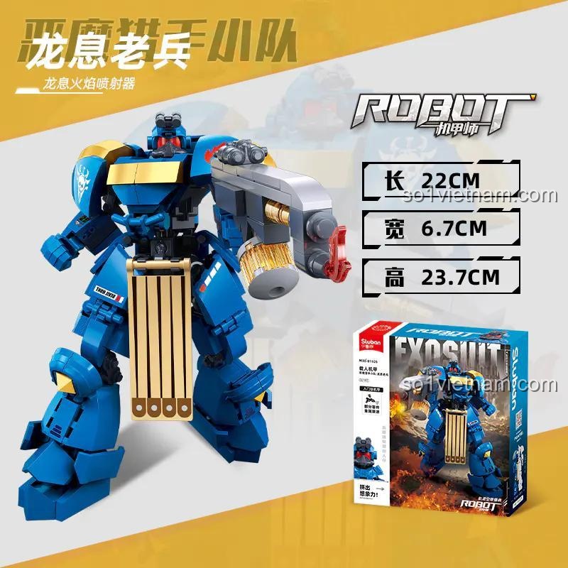 Mô hình Robot Rồng Lửa Lão Luyện Sluban M38-B1326 và hộp sản phẩm