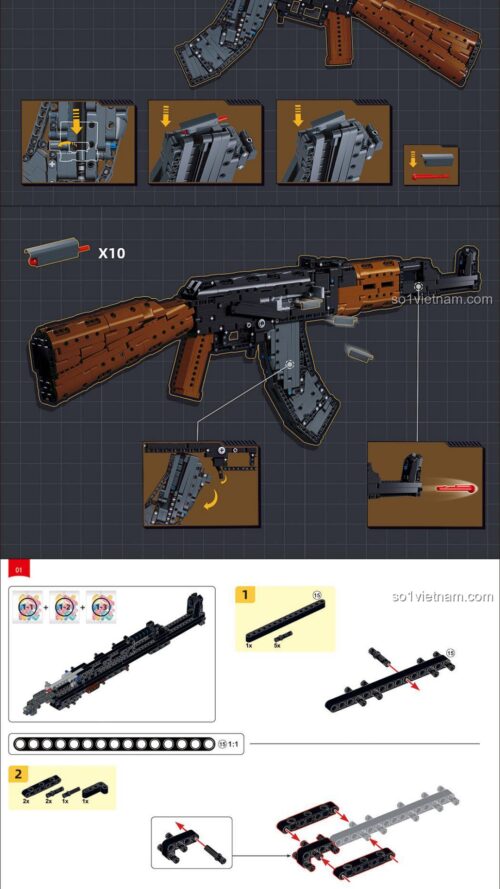 Súng trường tấn công AKM Sluban M38-B1350 Súng trường tấn công AKM trong game Hòa Bình Tinh Anh sách hướng dẫn Sluban 1350 Súng trường tấn công AKM trong game Hòa Bình Tinh Anh