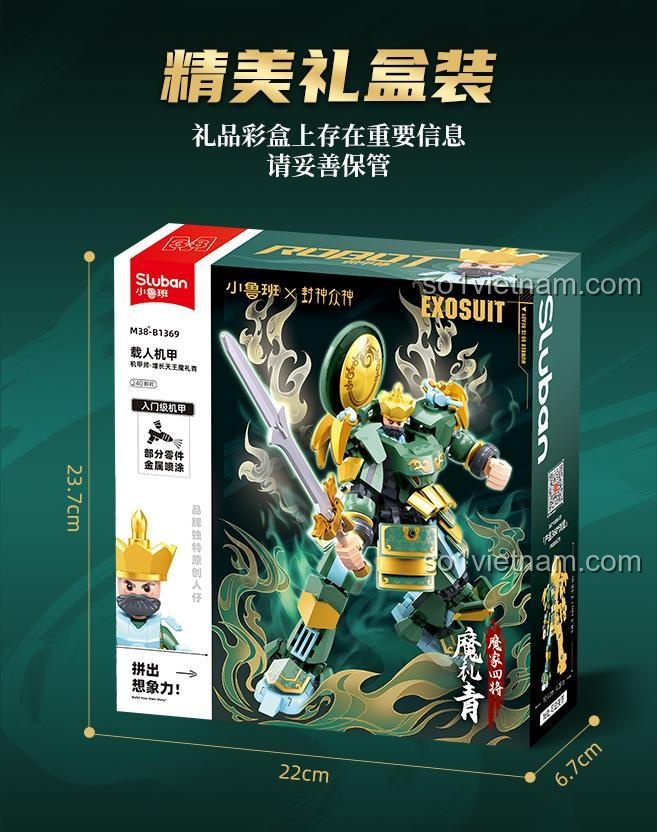 Sluban M38-B1369 mô hình Tăng trưởng Thiên Vương Ma Lễ Thanh với vũ khí bộ lắp ghép cho bé trai 6 tuổi