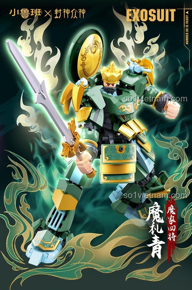 Sluban M38-B1369 Tăng trưởng Thiên Vương Ma Lễ Thanh với vũ khí bộ lắp ghép cho bé trai 6 tuổi