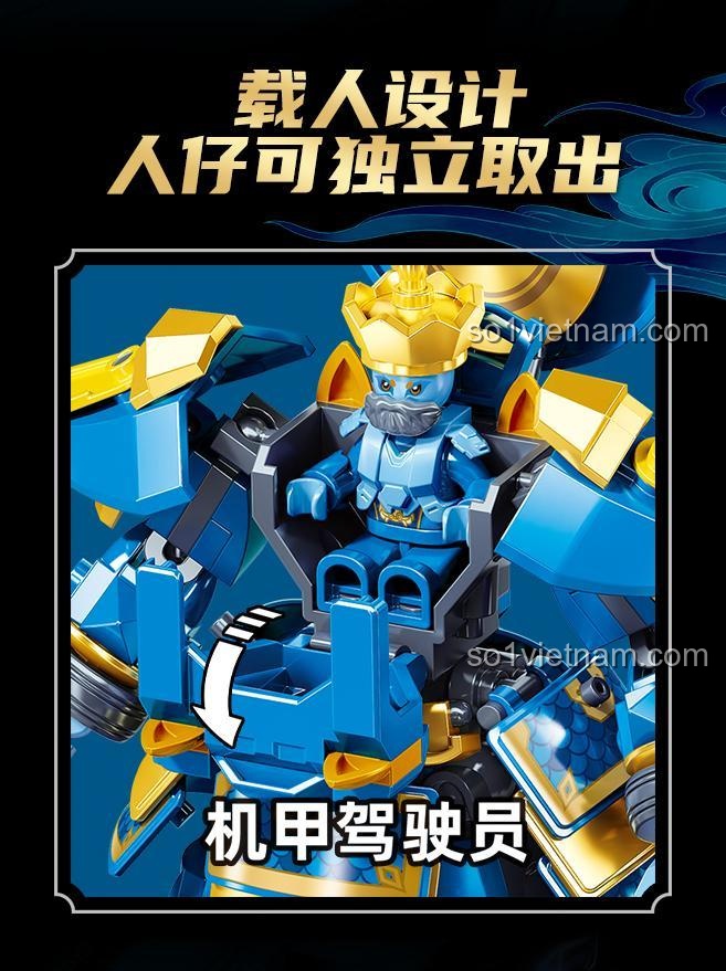 Robot "Trì Quốc Thiên Vương Ma Lễ Hải" Sluban M38-B1371 có khoang lái cho người điều khiển, đồ chơi lắp ghép 269 mảnh