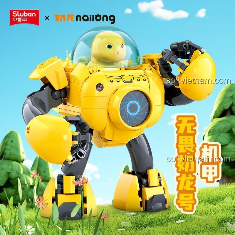 Đồ chơi mô hình Robot Nai Long Sluban M38-B1511, bộ xếp hình Nai Long Không Ngại Hãi cho bé trai 6 tuổi, khớp nối linh hoạt