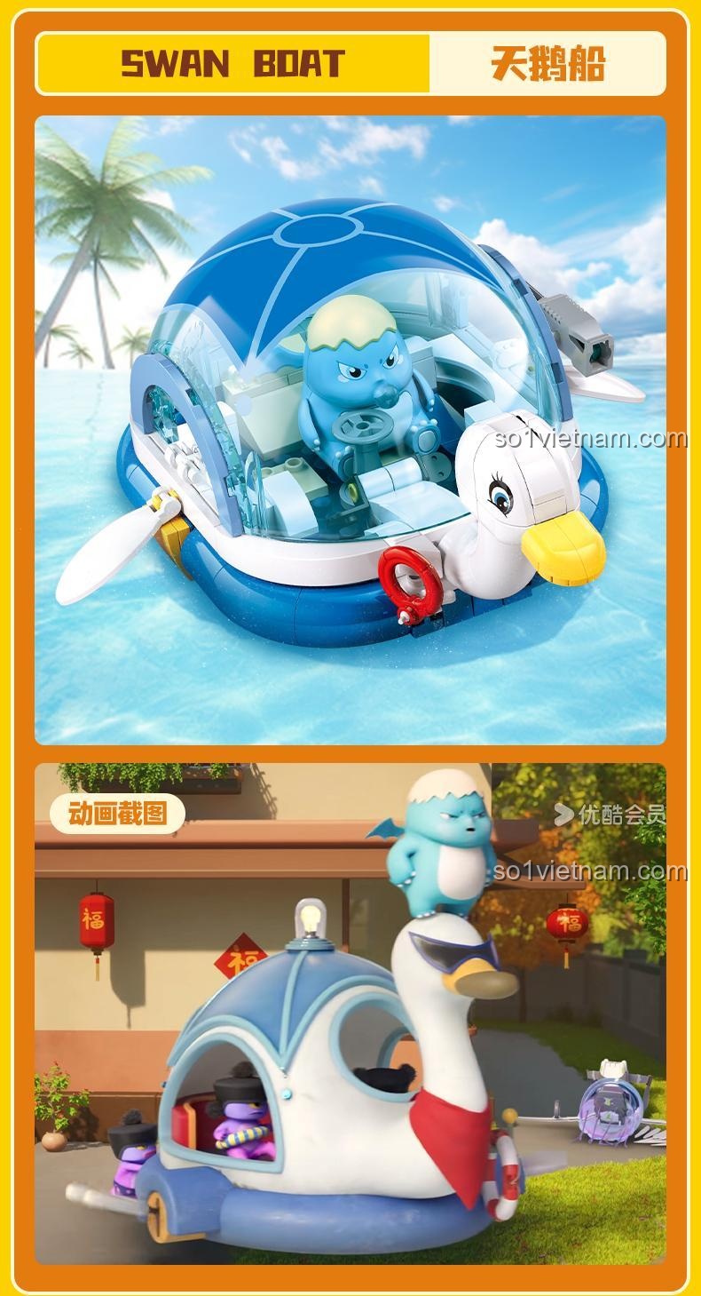 Mô hình Thuyền Thiên Nga Nãi Long Sluban M38-B1512 chi tiết cao, buồng lái mở, phù hợp bé 6 tuổi