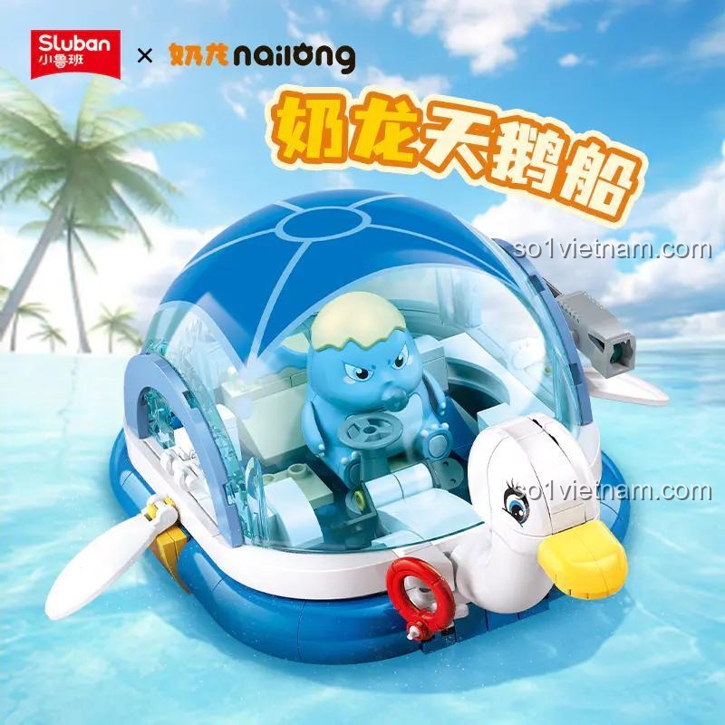 Đồ chơi lắp ghép Sluban M38-B1512 Thuyền Thiên Nga Nãi Long đáng yêu, mô hình trên mặt nước cho bé trai bé gái 6 tuổi