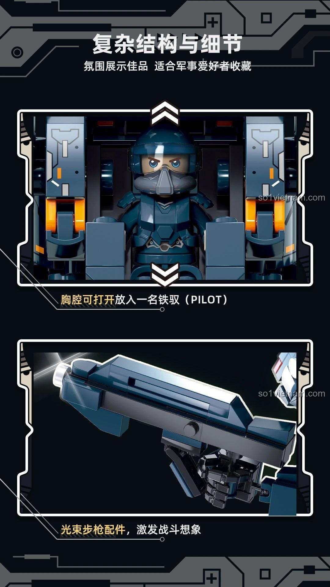 Chi tiết Robot J-20 Tấn công Cơ động từ bộ lắp ghép Sluban M38-B1581