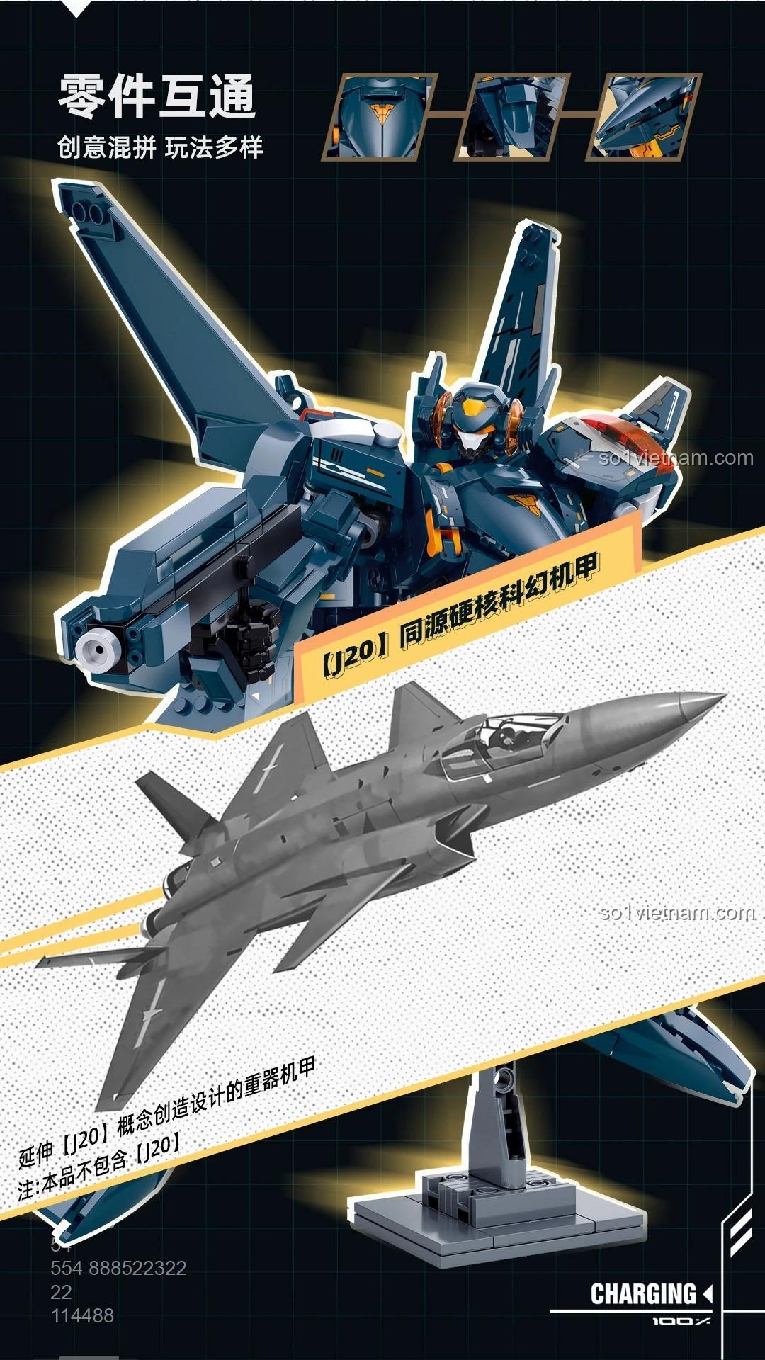 Máy bay J-20 đi kèm với bộ lắp ghép Sluban M38-B1581