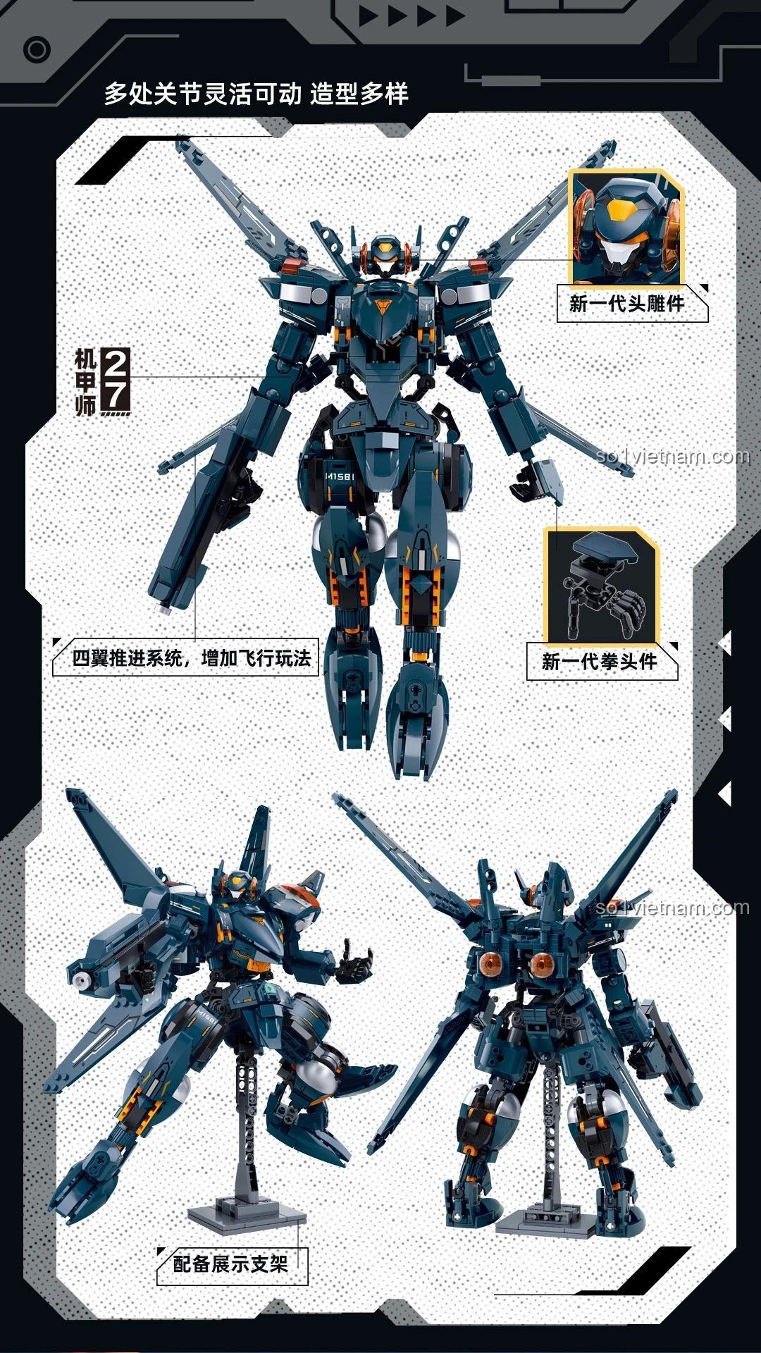 Phi công có thể đặt vào khoang ngực Robot J-20 từ bộ lắp ghép Sluban M38-B1581