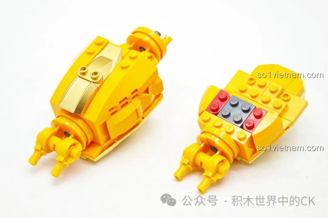 So sánh cấu trúc bên trong và bên ngoài của một đốt thân rồng trong bộ Keeppley K19908.