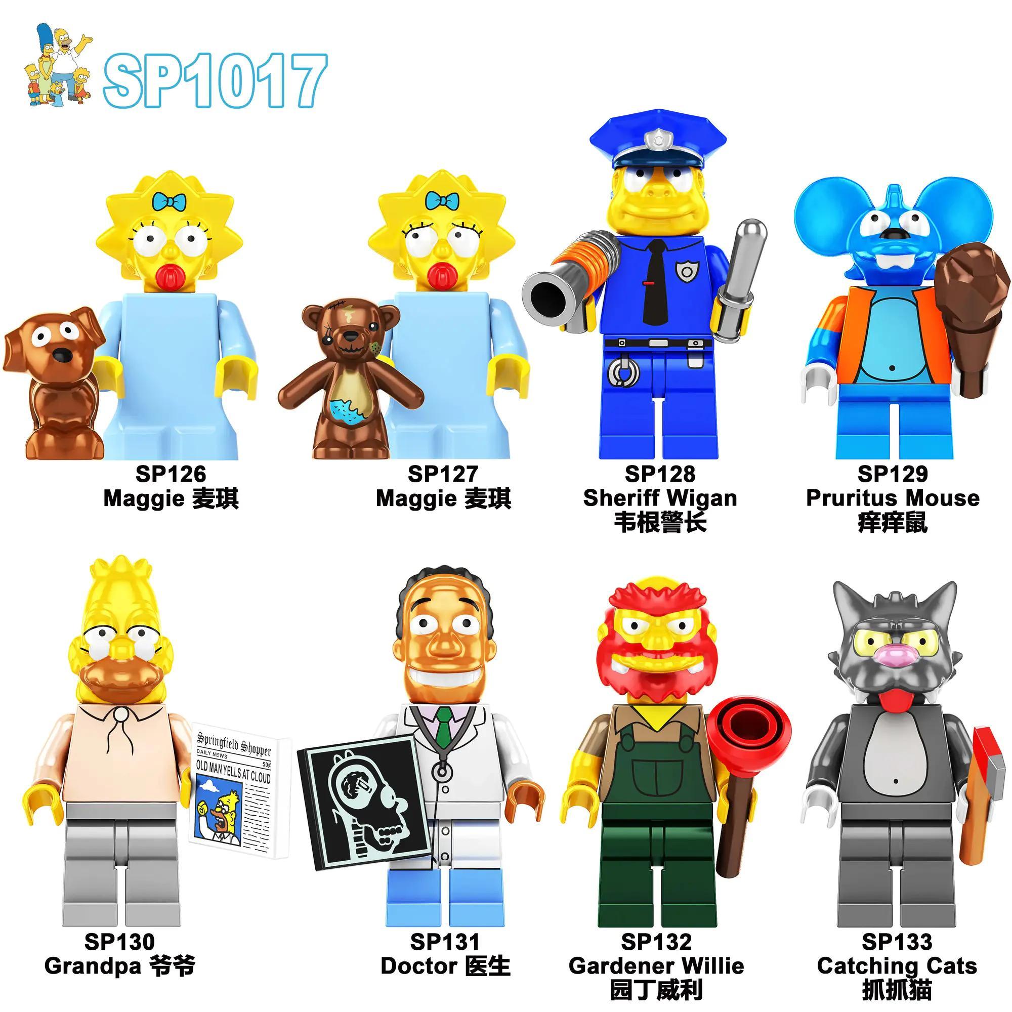Bộ đồ chơi Gia đình Simpsons SP1017 8 minifigure, tái hiện các nhân vật kinh điển, phù hợp bé trai bé gái 6 tuổi, giá tốt