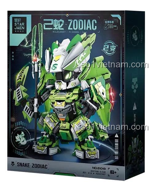 Mô hình chính diện của bộ lắp ráp Robot Rắn Tỵ StarJaen 61019, một đồ chơi mô hình mecha chiến đấu cực ngầu cho bé trai 6 tuổi, giá rẻ.