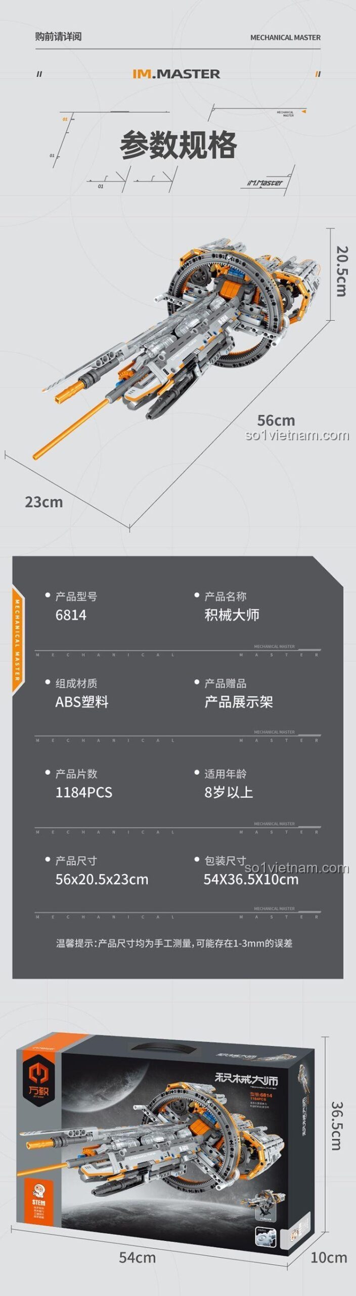 Sticker trang trí cho bộ lắp ghép Thiên Lang Hào Tinh Hạm 6814 万致IM.Master